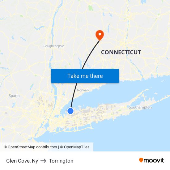 Glen Cove, Ny to Torrington map