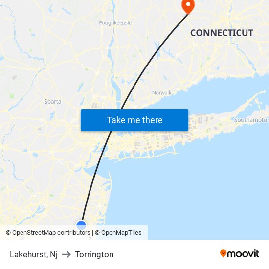 Lakehurst, Nj to Torrington map