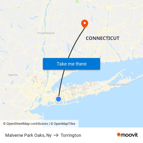 Malverne Park Oaks, Ny to Torrington map