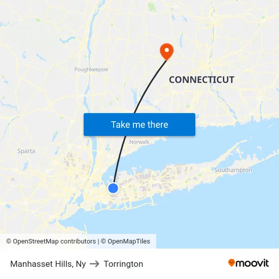 Manhasset Hills to Torrington map