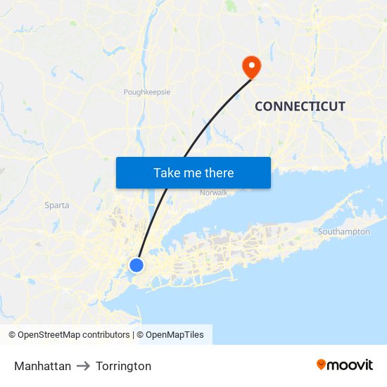 Manhattan to Torrington map