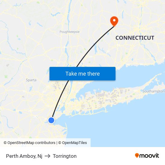 Perth Amboy, Nj to Torrington map