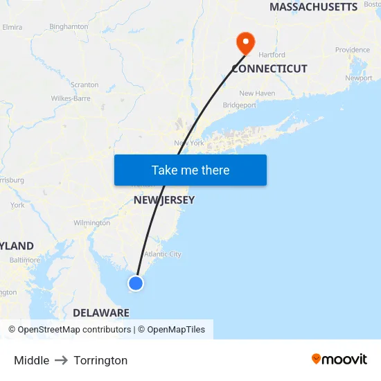 Middle to Torrington map