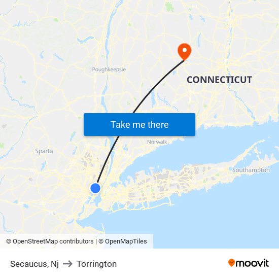 Secaucus, Nj to Torrington map