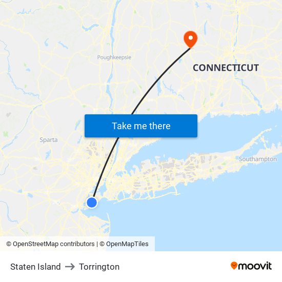 Staten Island to Torrington map