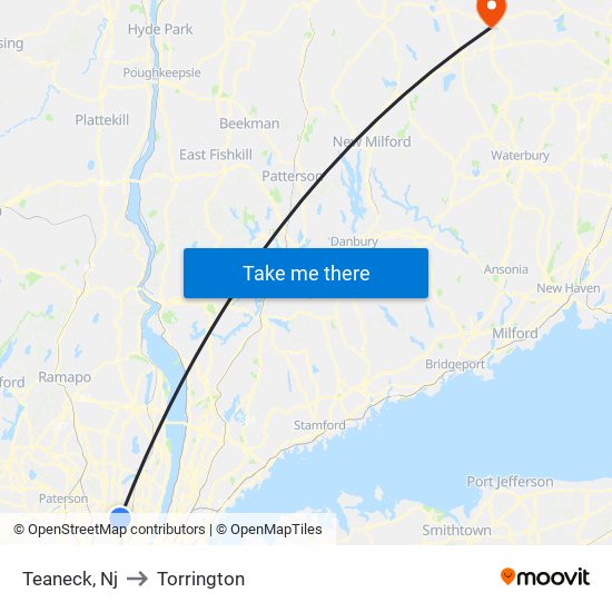 Teaneck, Nj to Torrington map