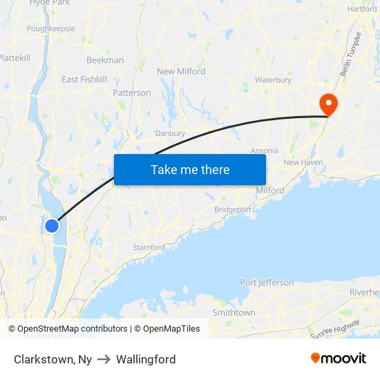 Clarkstown, Ny to Wallingford map