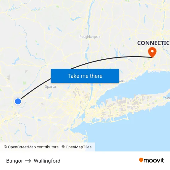 Bangor to Wallingford map