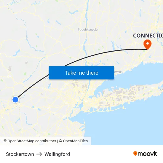 Stockertown to Wallingford map