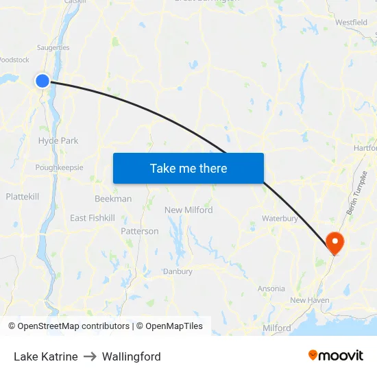 Lake Katrine to Wallingford map