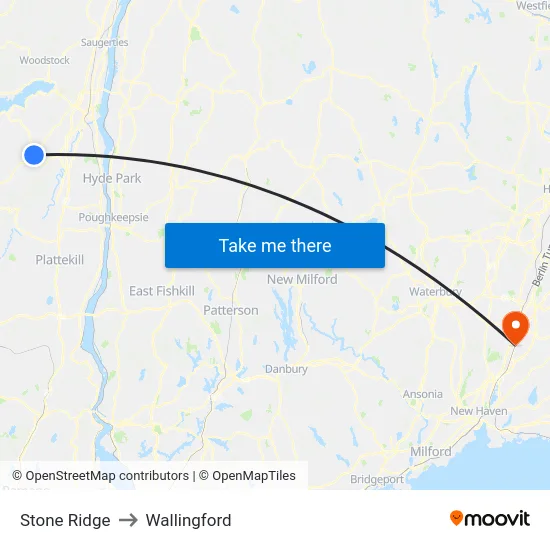 Stone Ridge to Wallingford map