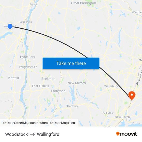 Woodstock to Wallingford map