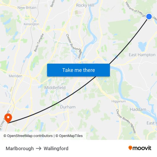 Marlborough to Wallingford map