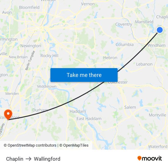 Chaplin to Wallingford map