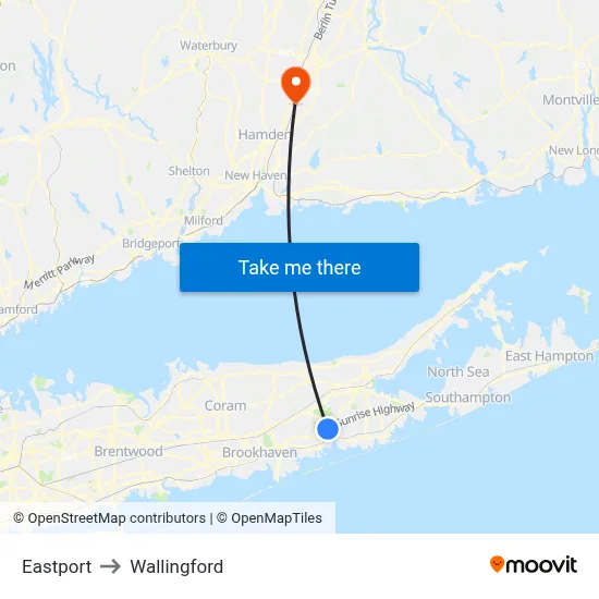 Eastport to Wallingford map