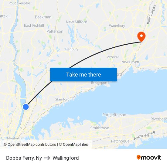 Dobbs Ferry, Ny to Wallingford map