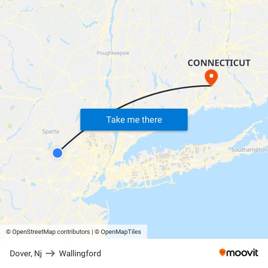 Dover, Nj to Wallingford map