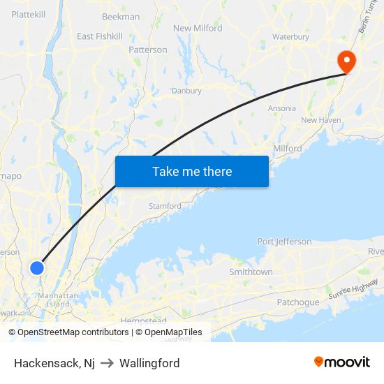 Hackensack, Nj to Wallingford map