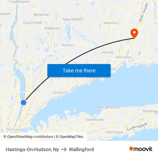 Hastings-On-Hudson, Ny to Wallingford map