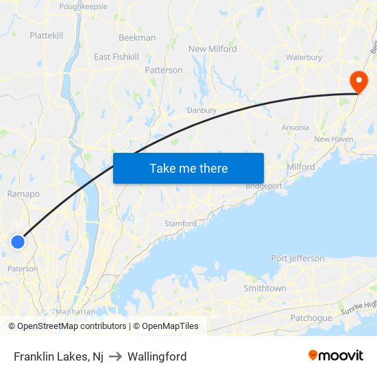 Franklin Lakes, Nj to Wallingford map