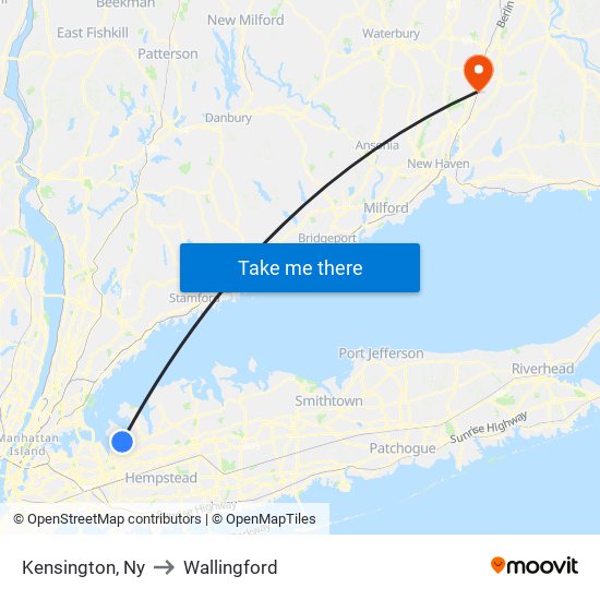Kensington, Ny to Wallingford map