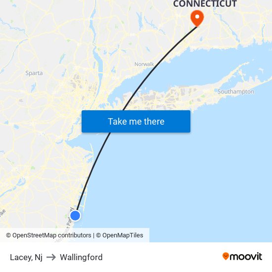 Lacey, Nj to Wallingford map
