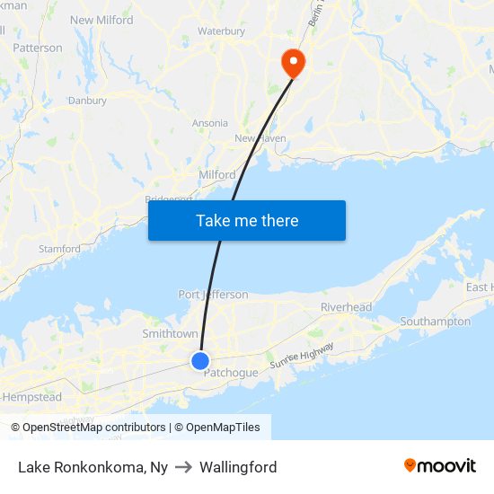 Lake Ronkonkoma, Ny to Wallingford map