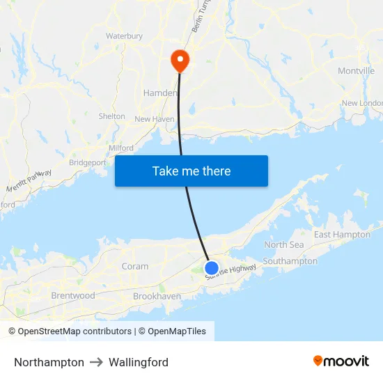Northampton to Wallingford map
