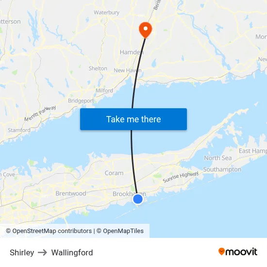 Shirley to Wallingford map