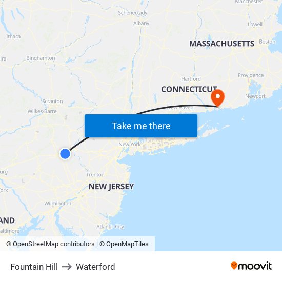 Fountain Hill to Waterford map