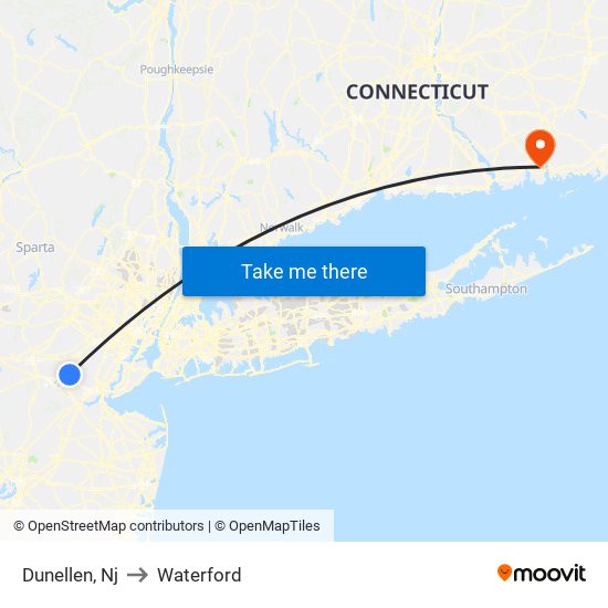 Dunellen, Nj to Waterford map