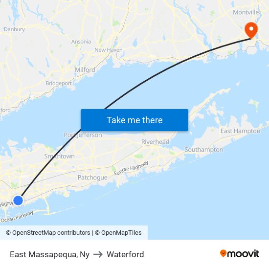 East Massapequa, Ny to Waterford map