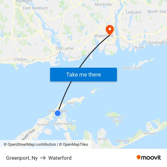 Greenport, Ny to Waterford map