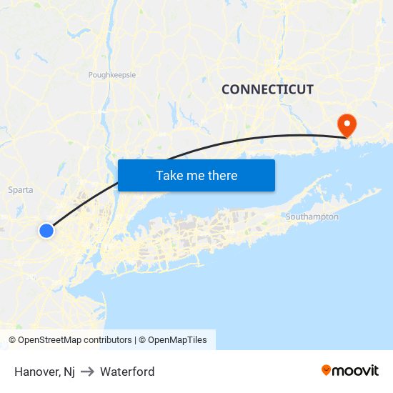 Hanover, Nj to Waterford map