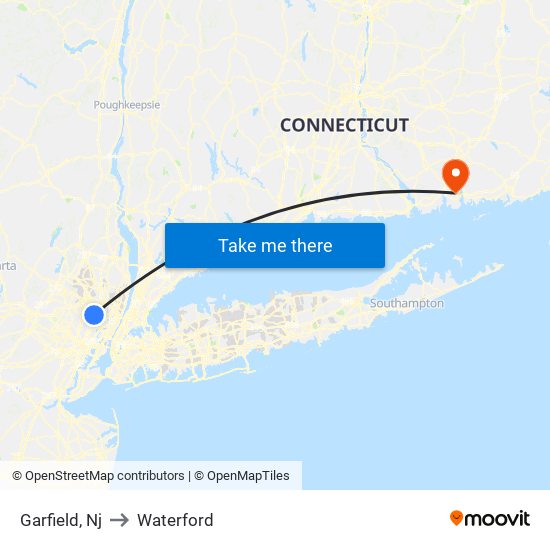 Garfield, Nj to Waterford map