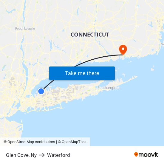 Glen Cove, Ny to Waterford map