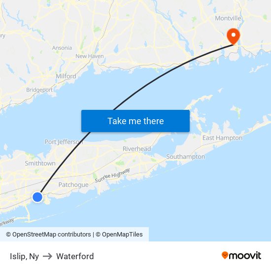 Islip, Ny to Waterford map