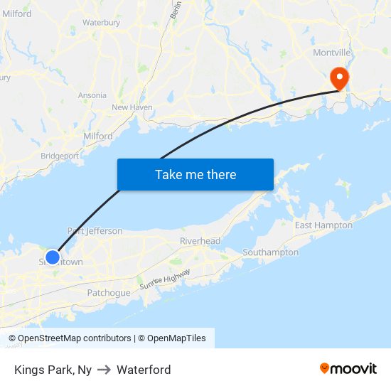 Kings Park, Ny to Waterford map