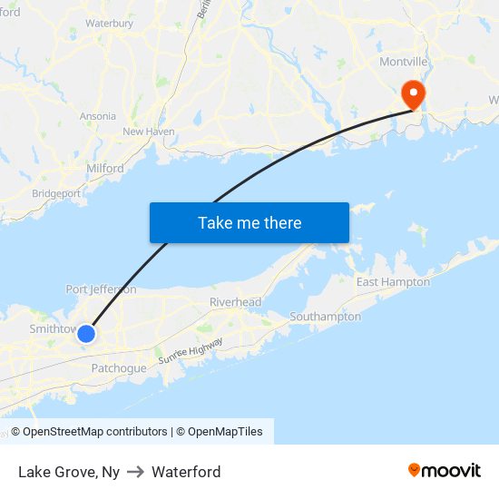 Lake Grove, Ny to Waterford map