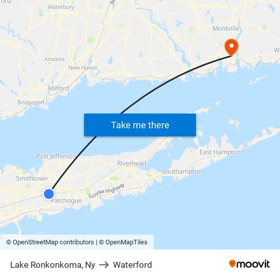 Lake Ronkonkoma, Ny to Waterford map