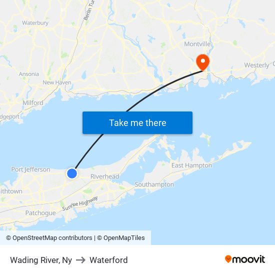 Wading River, Ny to Waterford map