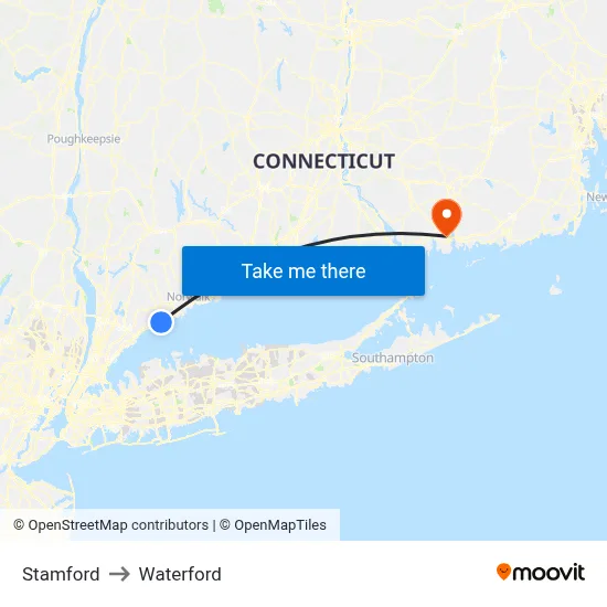 Stamford to Waterford map