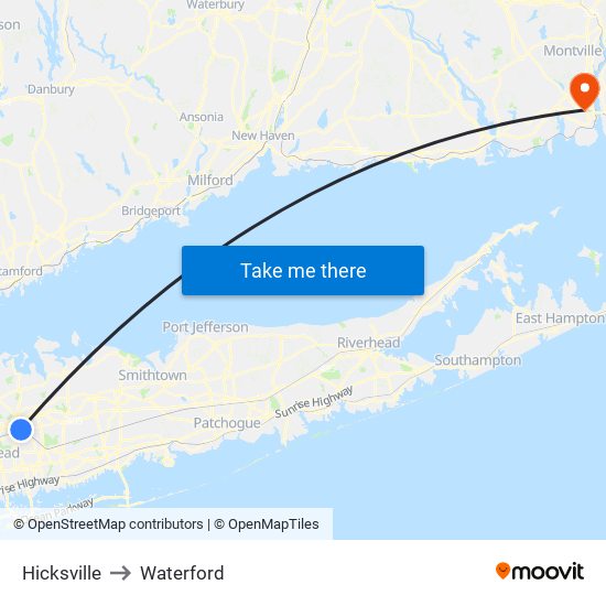 Hicksville to Waterford map