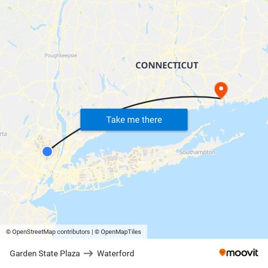 Garden State Plaza to Waterford map