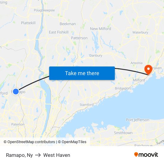 Ramapo, Ny to West Haven map