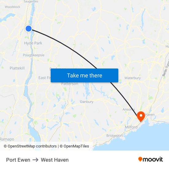 Port Ewen to West Haven map