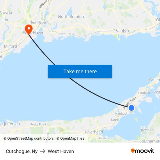 Cutchogue, Ny to West Haven map