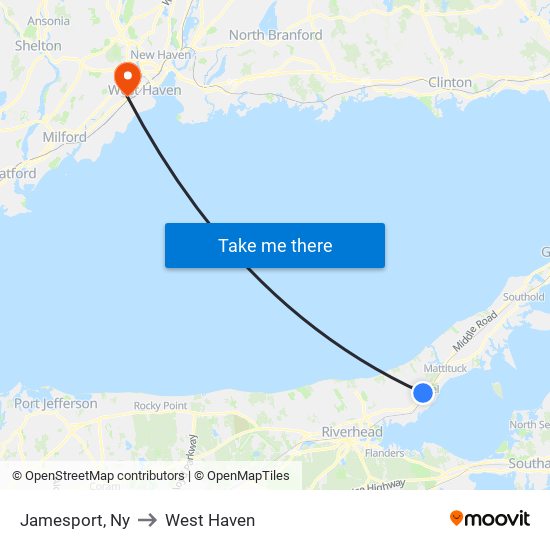 Jamesport, Ny to West Haven map