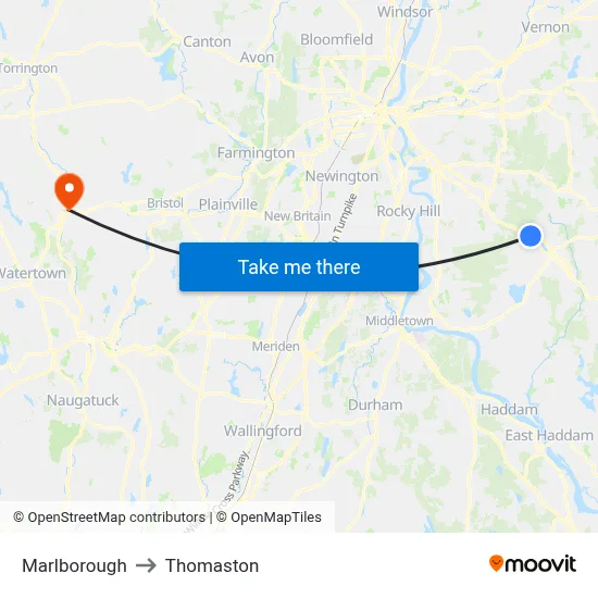 Marlborough to Thomaston map