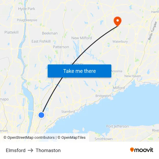 Elmsford to Thomaston map